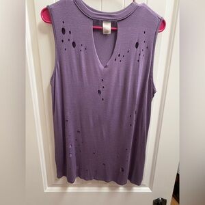 Gaze USA Purple Tank Tattered And Torn Design Size Large